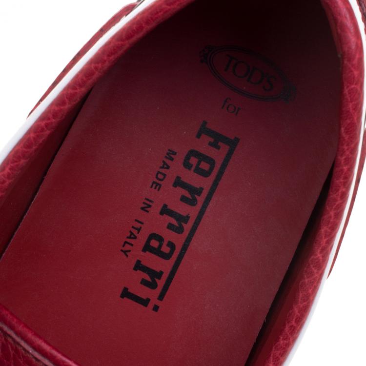 Pre Owned Tod's for Ferrari Two Tone Leather Boat Shoes Size 42