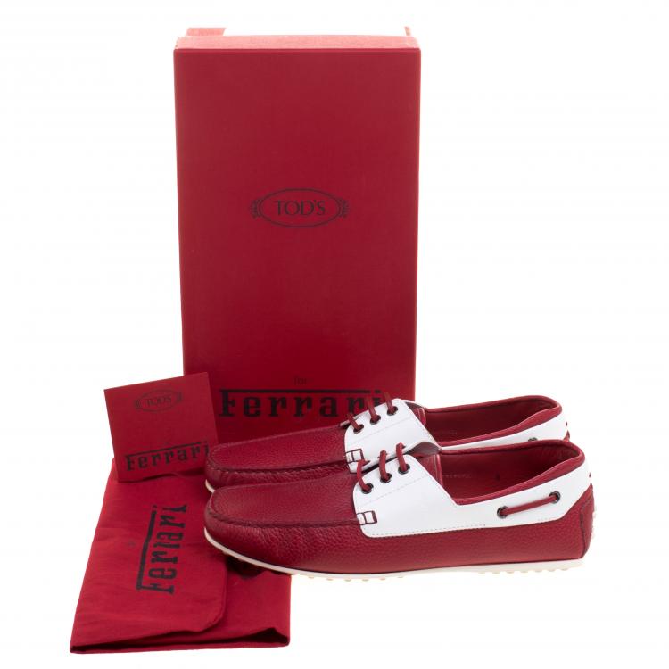 Pre Owned Tod's for Ferrari Two Tone Leather Boat Shoes Size 42
