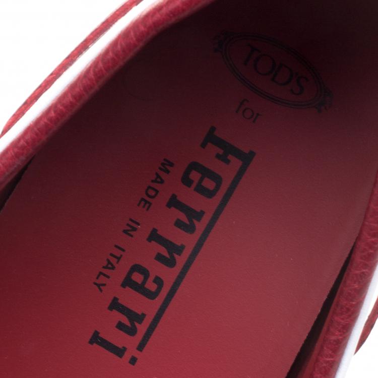 Pre Owned Tod's for Ferrari Two Tone Leather Boat Shoes Size 42.5