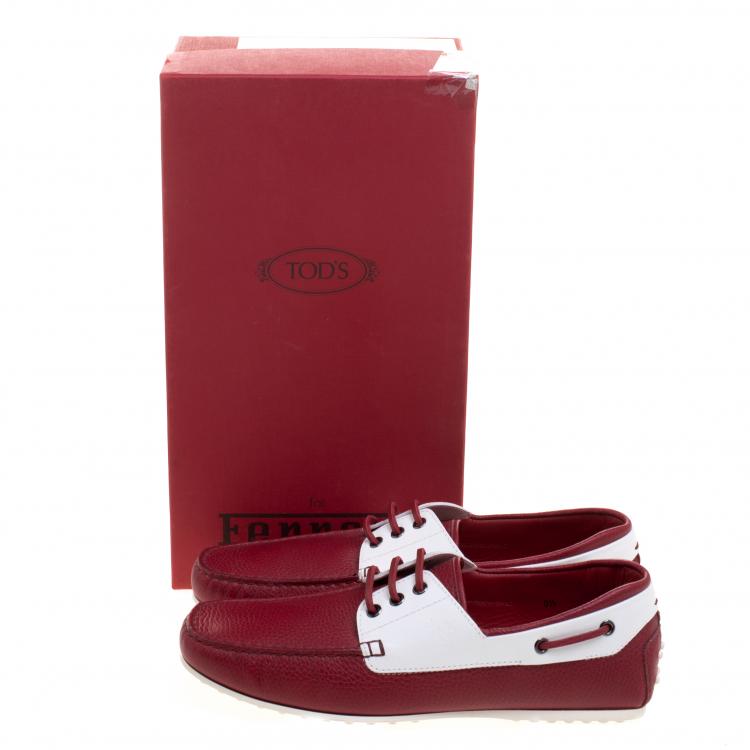 Pre Owned Tod's for Ferrari Two Tone Leather Boat Shoes Size 42.5