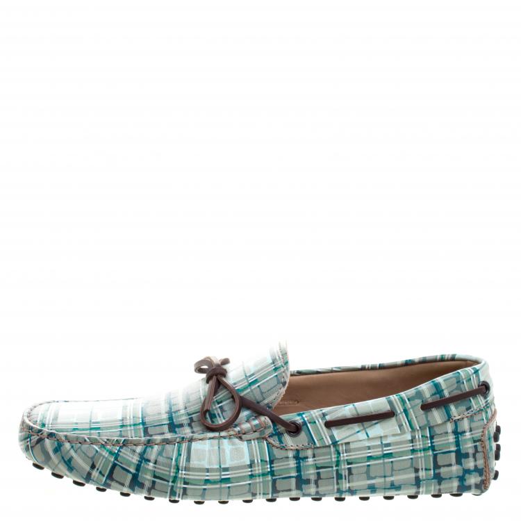 Pre Owned Tod's Abstract Print Leather Bow Loafers Size 42