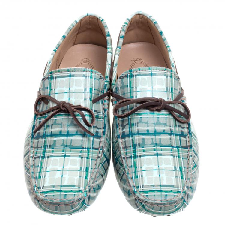 Pre Owned Tod's Abstract Print Leather Bow Loafers Size 42