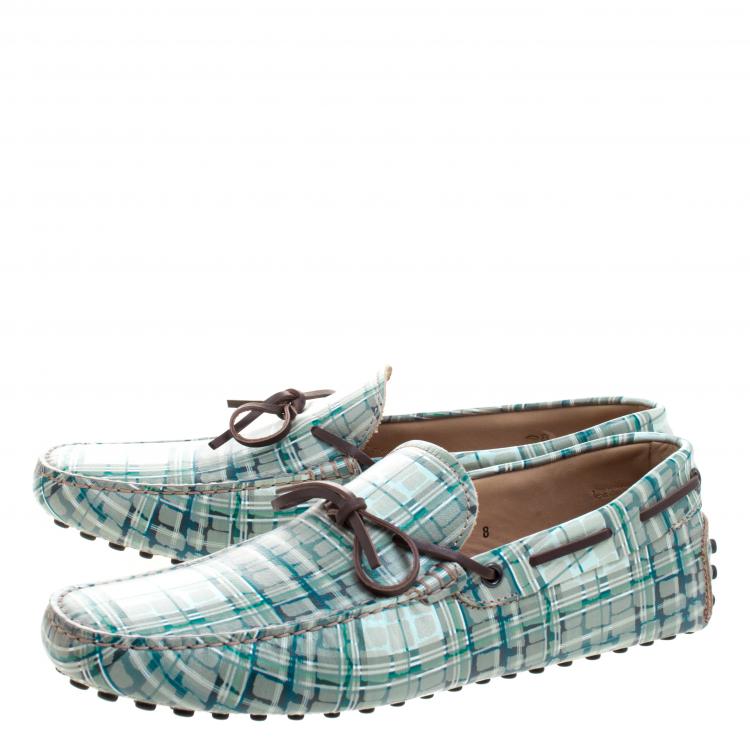 Pre Owned Tod's Abstract Print Leather Bow Loafers Size 42