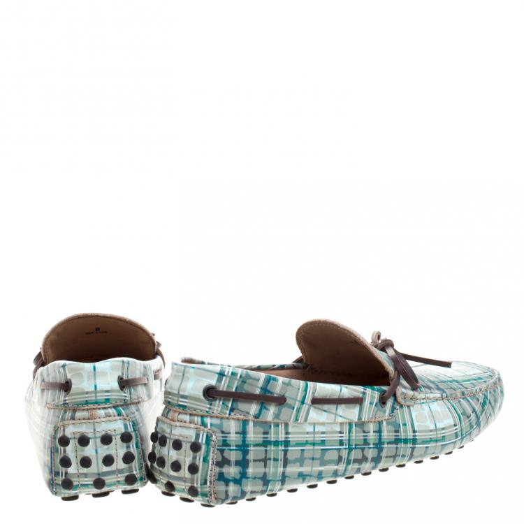 Pre Owned Tod's Abstract Print Leather Bow Loafers Size 42