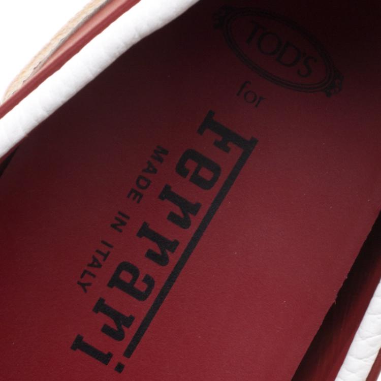 Pre Owned Tod's for Ferrari Two Tone Leather Boat Shoes Size 41.5