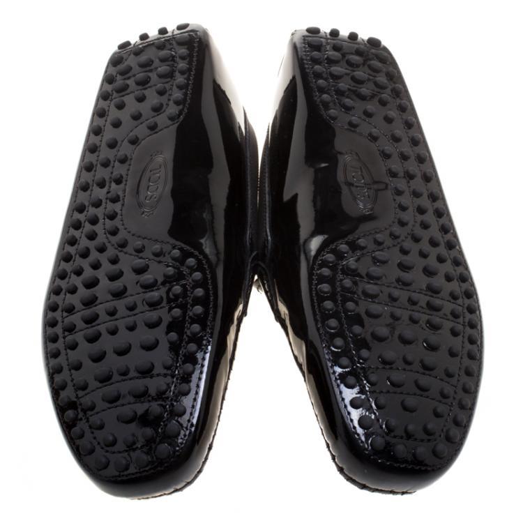 Pre Owned Tod's Black Patent Leather Loafers Size 39.5