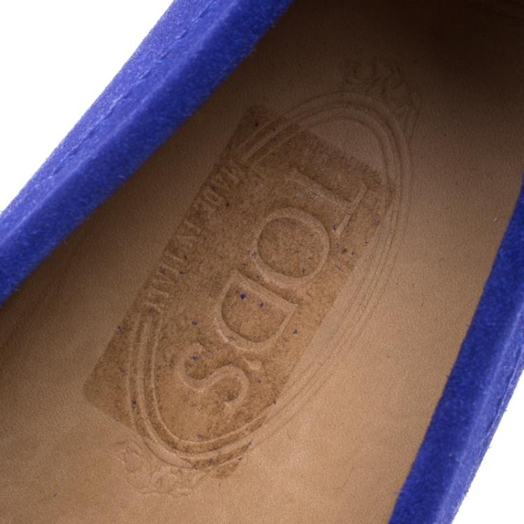 Pre Owned Tod's Cobalt  Blue Suede Penny Loafers Size 41.5