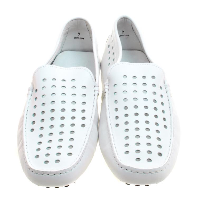 Pre Owned Tod's White Perforated Leather Loafers Size 43