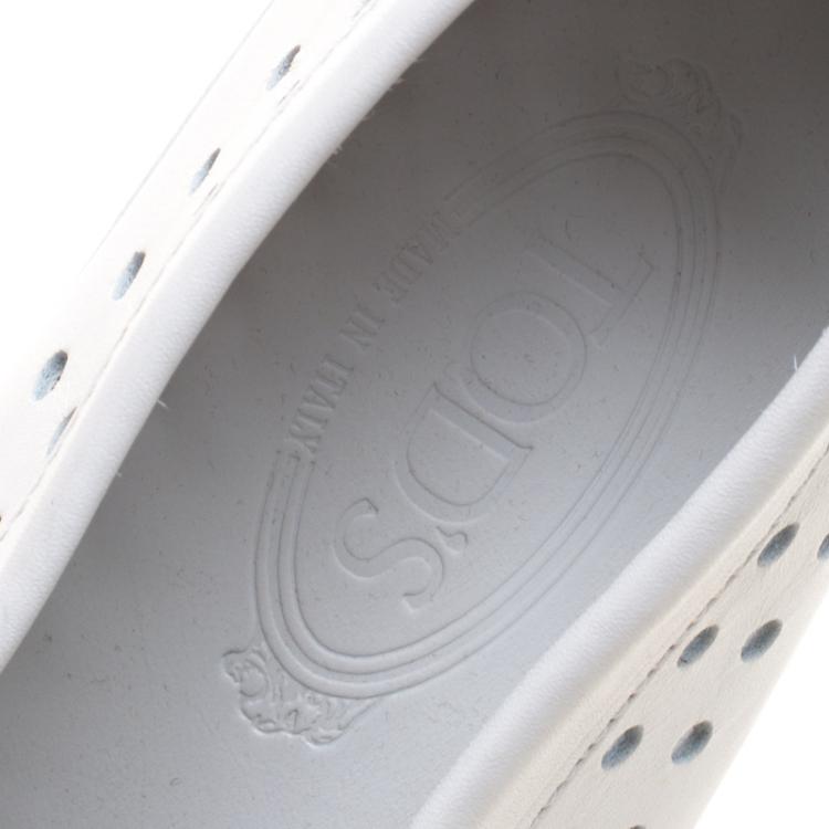 Pre Owned Tod's White Perforated Leather Loafers Size 42