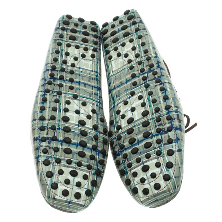 Pre Owned Tod's Abstract Print Leather Bow Loafers Size 44.5