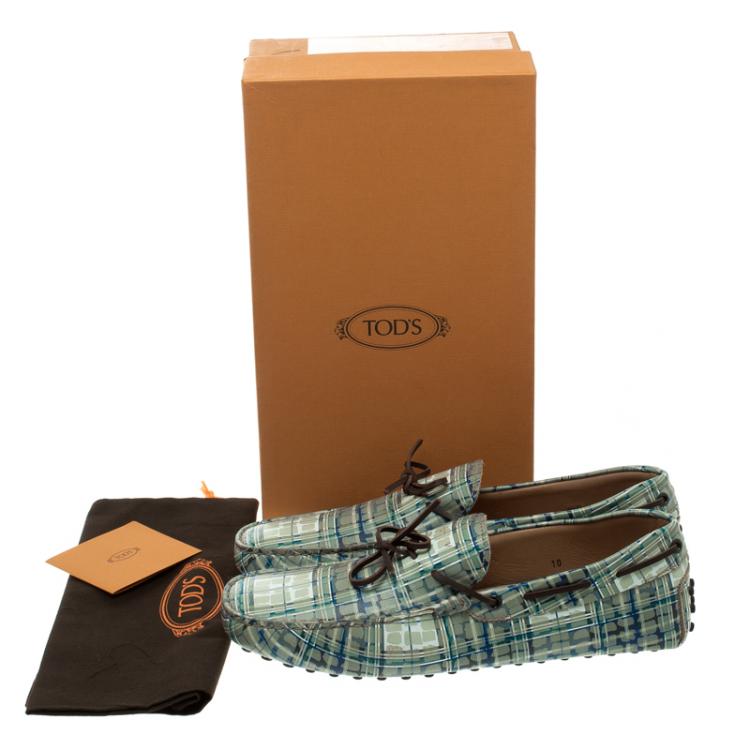 Pre Owned Tod's Abstract Print Leather Bow Loafers Size 44.5