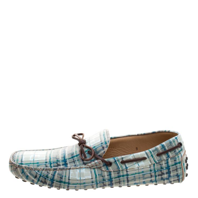 Pre Owned Tod's Abstract Print Leather Bow Loafers Size 43