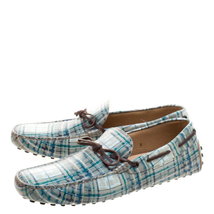 Pre Owned Tod's Abstract Print Leather Bow Loafers Size 43