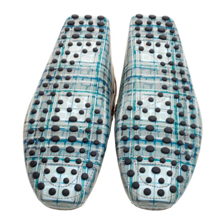Pre Owned Tod's Abstract Print Leather Bow Loafers Size 43