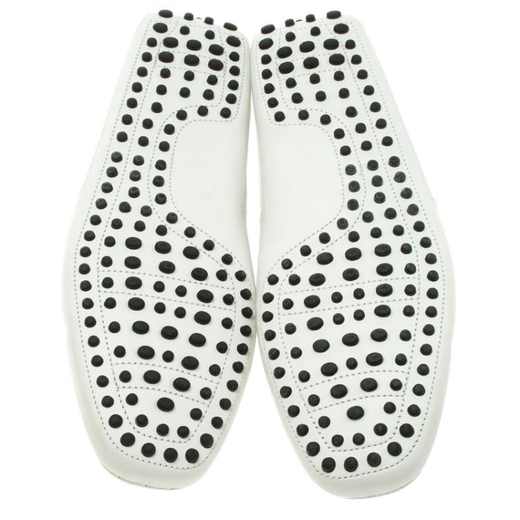 Pre Owned Tod's White Perforated Leather Loafers Size 42