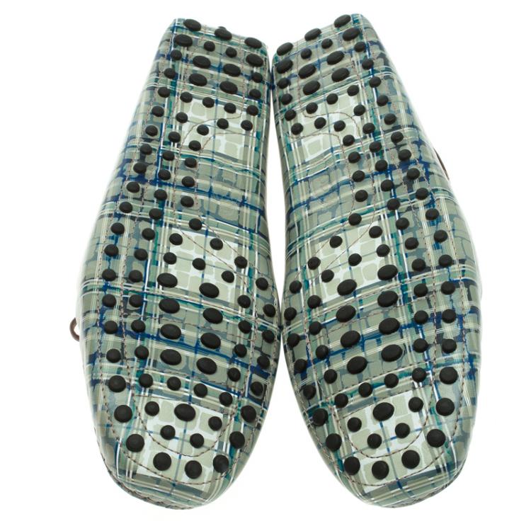Pre Owned Tod's Abstract Print Leather Bow Loafers Size 44.5