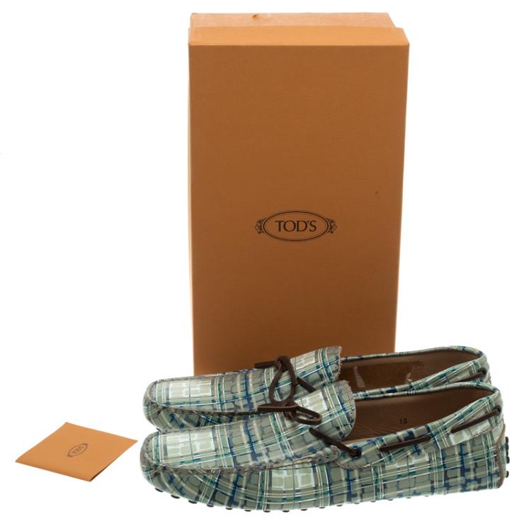 Pre Owned Tod's Abstract Print Leather Bow Loafers Size 44.5