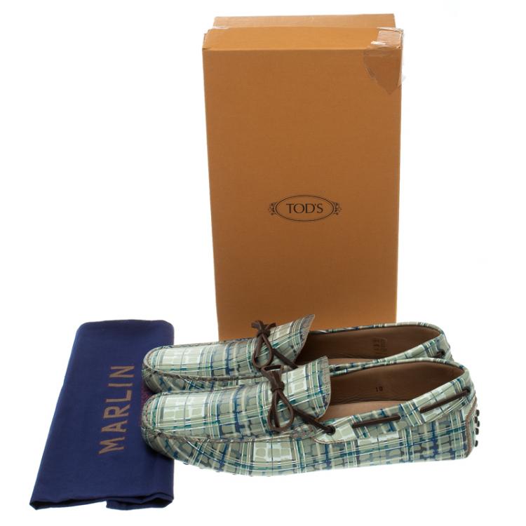 Pre Owned Tod's Abstract Print Leather Bow Loafers Size 44.5