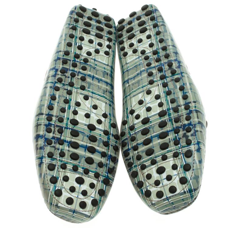 Pre Owned Tod's Abstract Print Leather Bow Loafers Size 42.5