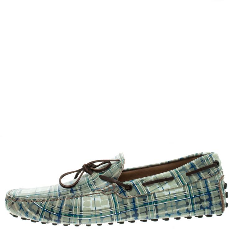 مملوكة مسبقًا Tod's Abstract Print Leather Bow Loafers Size 42.5