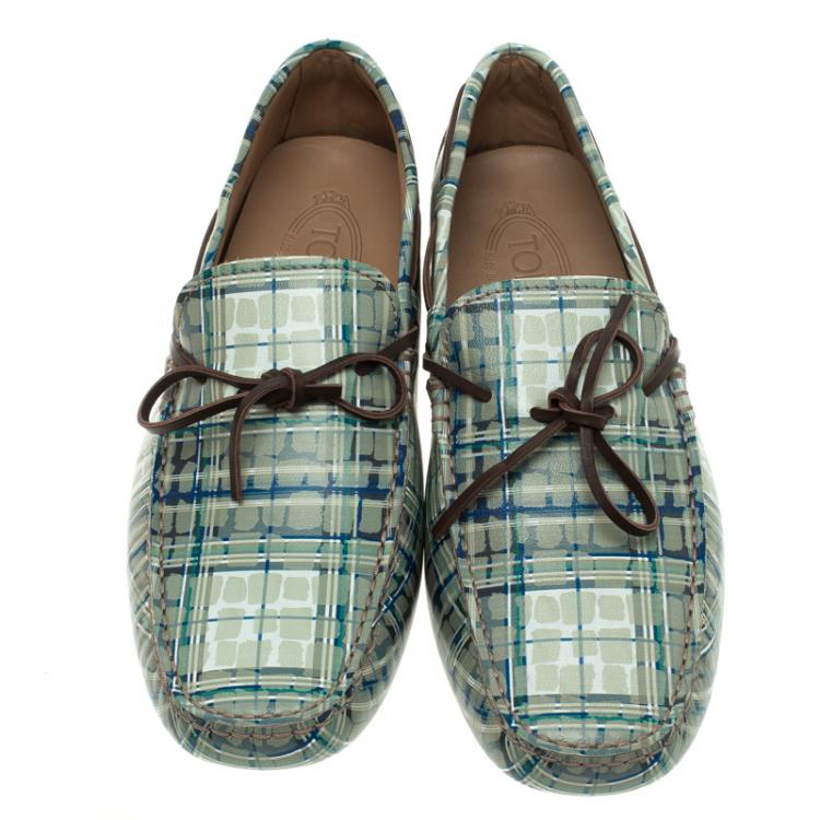 مملوكة مسبقًا Tod's Abstract Print Leather Bow Loafers Size 42.5