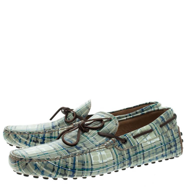 مملوكة مسبقًا Tod's Abstract Print Leather Bow Loafers Size 42.5
