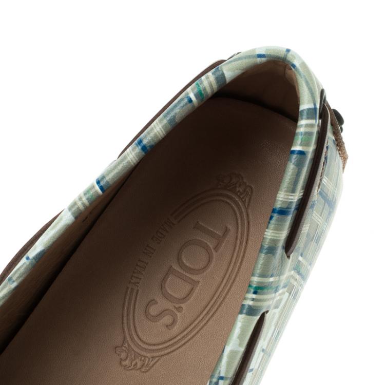 مملوكة مسبقًا Tod's Abstract Print Leather Bow Loafers Size 42.5