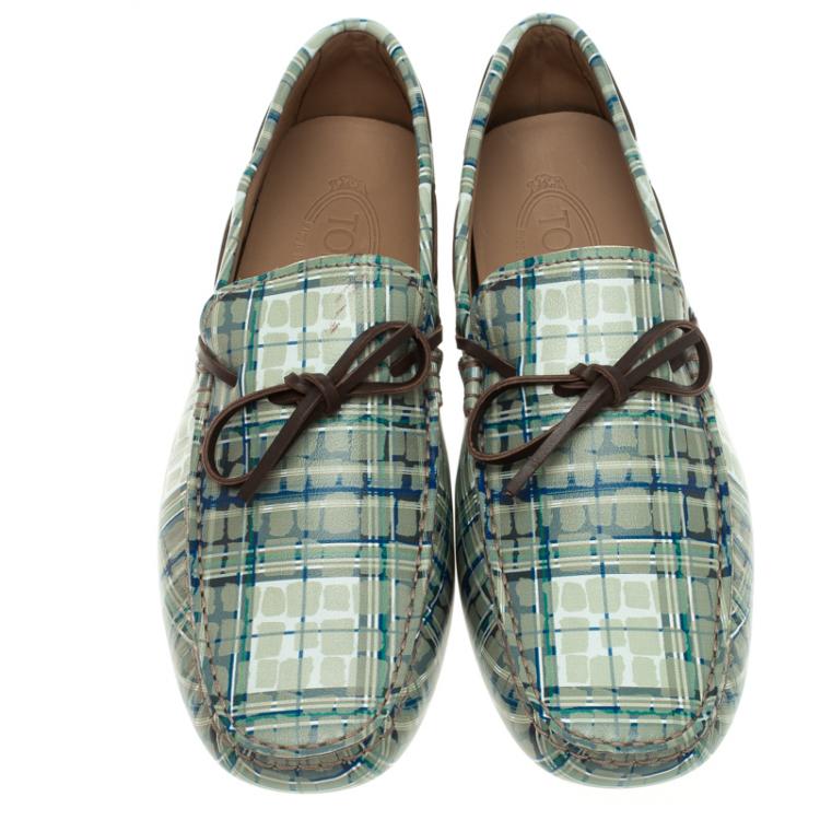 Pre Owned Tod's Abstract Print Leather Bow Loafers Size 42