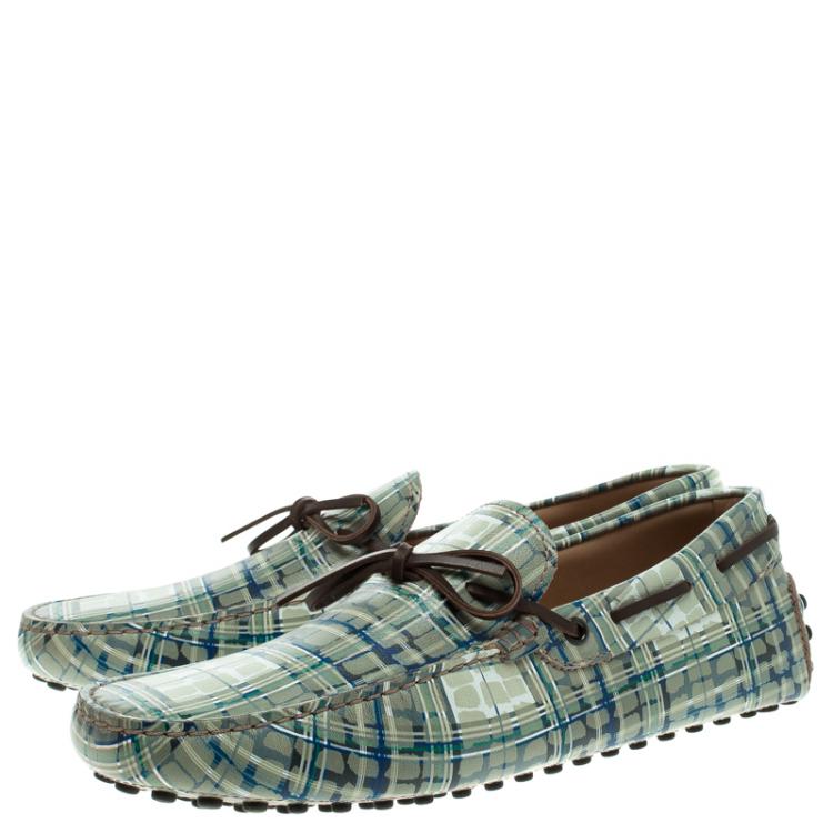 Pre Owned Tod's Abstract Print Leather Bow Loafers Size 42