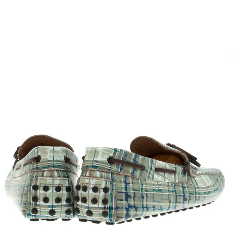 Pre Owned Tod's Abstract Print Leather Bow Loafers Size 42