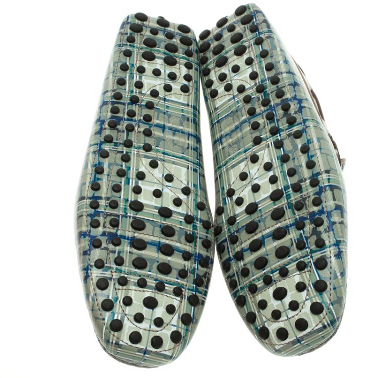 Pre Owned Tod's Abstract Print Leather Bow Loafers Size 42