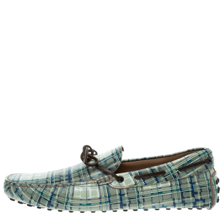 Pre Owned Tod's Abstract Print Leather Bow Loafers Size 43