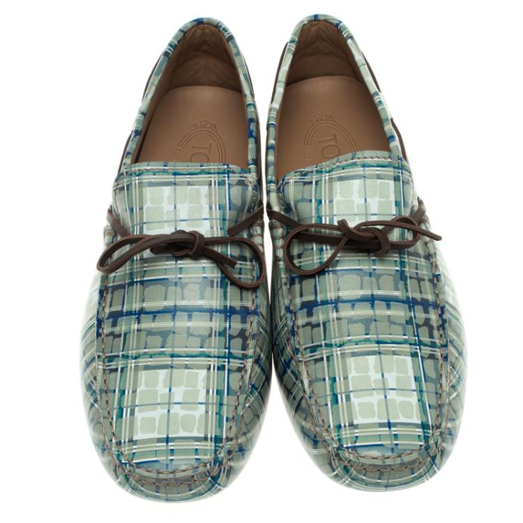 Pre Owned Tod's Abstract Print Leather Bow Loafers Size 43