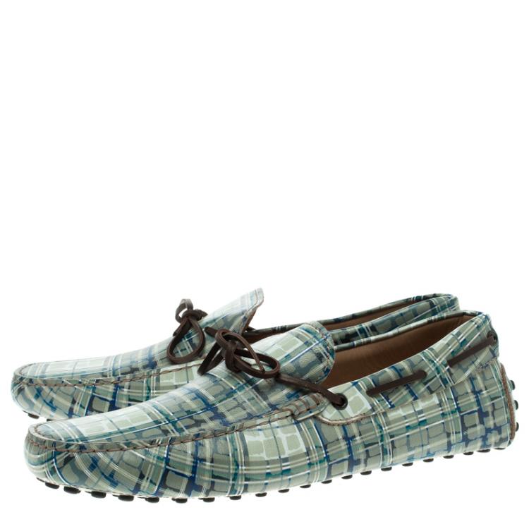 Pre Owned Tod's Abstract Print Leather Bow Loafers Size 43