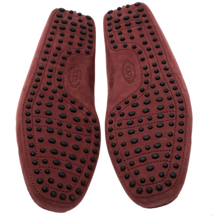 Pre Owned Tod's Red Suede Braided Bit Loafers Size 44.5