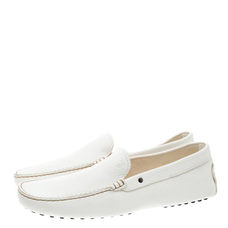 Pre Owned Tod's White Leather Loafers Size 44