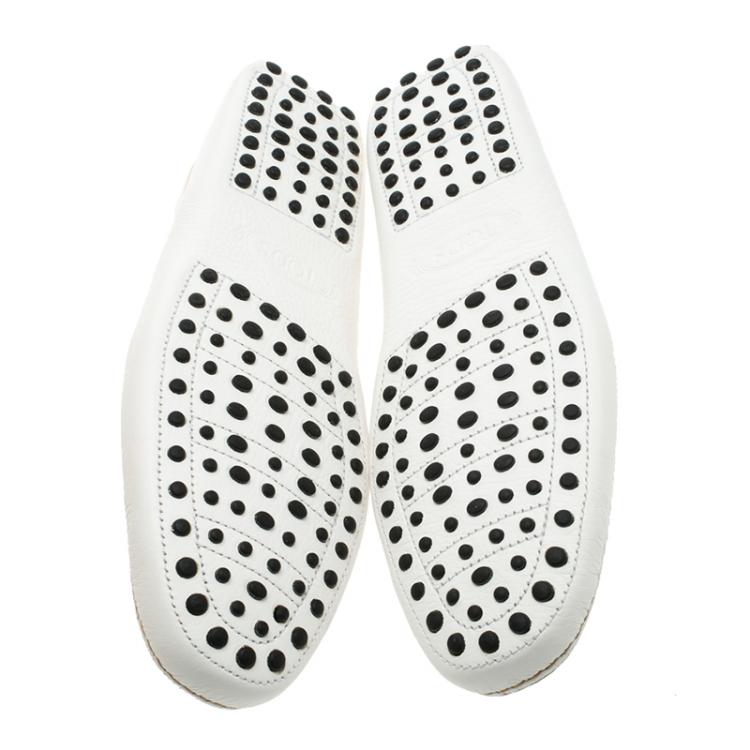 Pre Owned Tod's White Leather Loafers Size 44