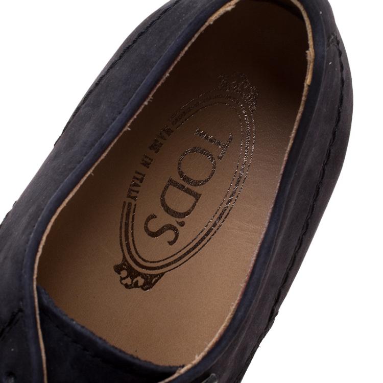 Pre Owned Tod's Navy Blue Suede Lace Up Derby Size 41