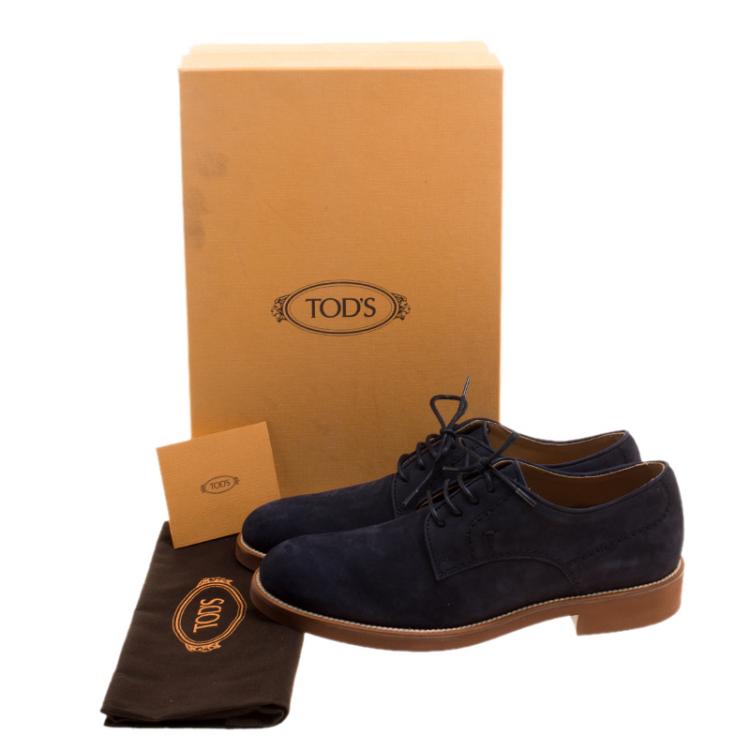 Pre Owned Tod's Navy Blue Suede Lace Up Derby Size 41