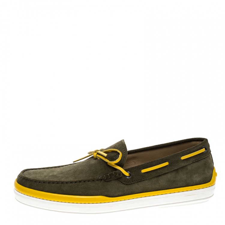 Pre Owned Tod's Two Tone Suede Bow Loafers Size 42.5