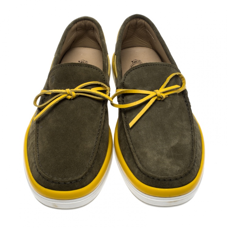 Pre Owned Tod's Two Tone Suede Bow Loafers Size 42.5