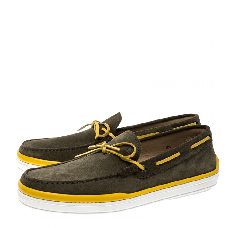 Pre Owned Tod's Two Tone Suede Bow Loafers Size 42.5