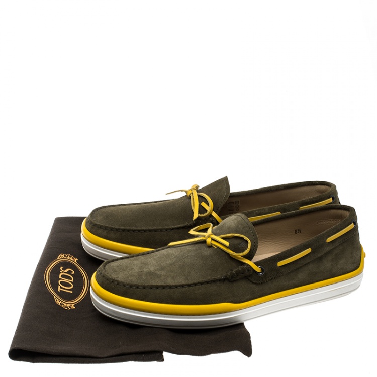 Pre Owned Tod's Two Tone Suede Bow Loafers Size 42.5