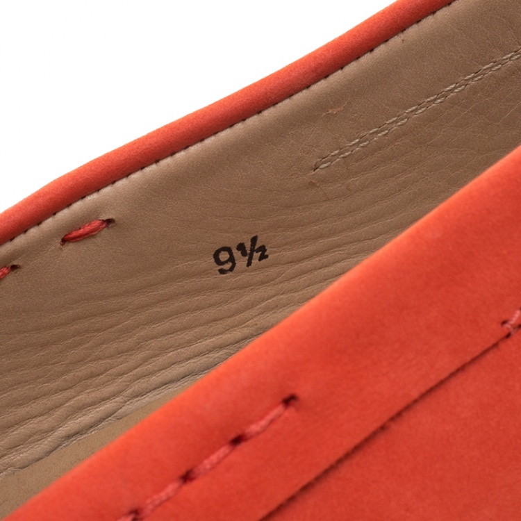 Pre Owned Tod's Orange Suede Macro Clamp Loafers Size 44