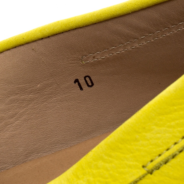 Pre Owned Tod's Yellow Suede Macro Clamp Loafers Size 44.5