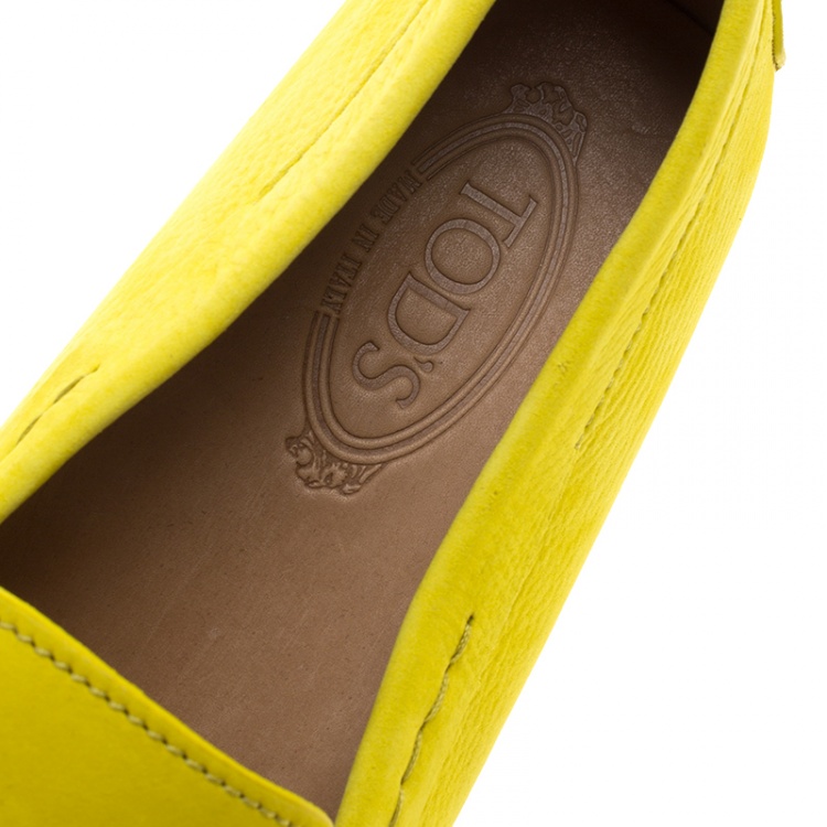 Pre Owned Tod's Yellow Suede Macro Clamp Loafers Size 44.5