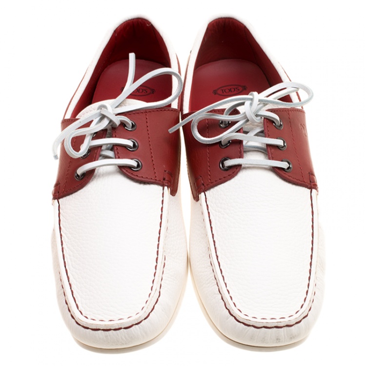 مملوكة مسبقًا Tod's for Ferrari Two Tone Leather Boat Loafers Size 43
