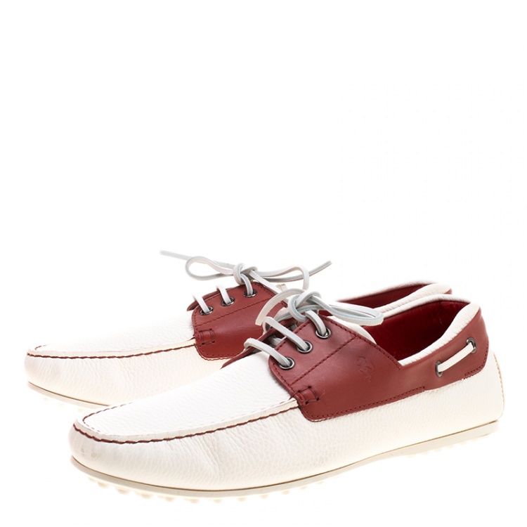 مملوكة مسبقًا Tod's for Ferrari Two Tone Leather Boat Loafers Size 43