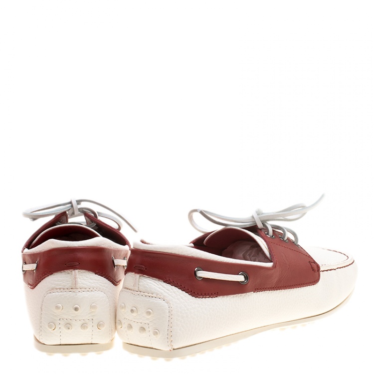 مملوكة مسبقًا Tod's for Ferrari Two Tone Leather Boat Loafers Size 43