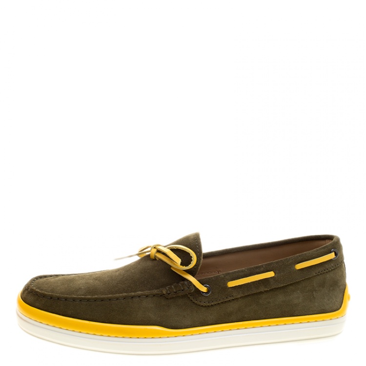 Pre Owned Tod's Two Tone Suede Bow Loafers Size 42